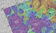 Map showing relative positions of Atlantis Chaos, Gorgonum Chaos, Magelhaens Crater and Simois Colles