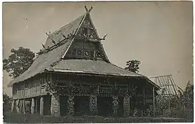 Torogan of the Maranao people with decorative wing-like awang boat prows (panolong)