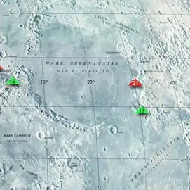 Map of Mare Serenitatis showing the location of Lacus Somniorum in the upper right