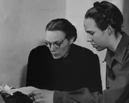 The daughter of Heinrich Himmler, Gudrun Himmler (right), with her mother Margarete Himmler