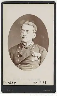 Griffon du Bellay in full dress uniform and decorations, including Legion d'honneur and Ordre des Palmes académiques