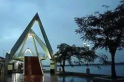 The Chinese Fishing net bridge over Mullassery canal at the Marine Drive walkway