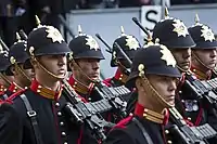 Marines wearing the full dress uniform during the annual parade on Prinsjesdag.