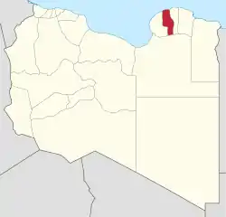 Map of Libya with Marj district highlighted