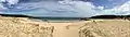 Panoramic image of Marley Beach, taken from the sand dunes, looking towards the Tasman Sea.