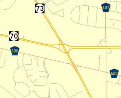 Map of intersection c. 2008 before reconstruction