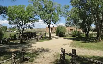 Bridge, stables and the hacienda in the background