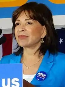 Mary Salas at Clinton Rally