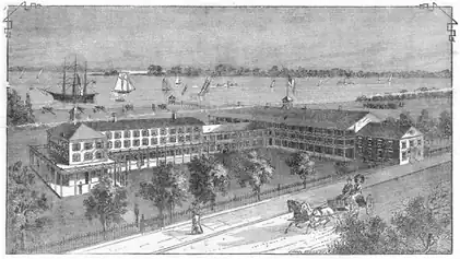 Bird's eye view of the Maryland Military and Naval Academy, circa 1885.