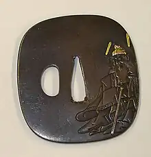 Copper tsuba depicting Shōki, by Masayuki Tsuba (1695-1769)