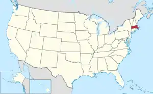 Map of the United States with Massachusetts highlighted