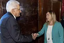 Giorgia Meloni and Sergio Mattarella in 2019