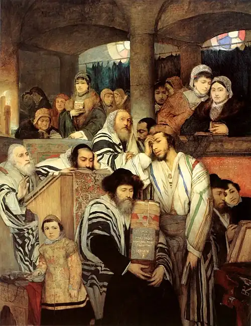 Jews Praying in the Synagogue on Yom Kippur, Maurycy Gottlieb, 1878