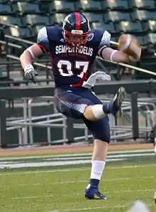 Maxx Williams a punter and tight end on the East Squad out of Waconia High School in Waconia, Minn., punts during the Semper Fidelis All-American Bowl at Chase Field, Jan. 3.