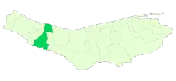 Location of Chalus County in Mazandaran province