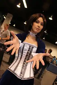 Meg Turney cosplaying as Elizabeth from BioShock Infinite.