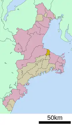 Location of Meiwa in Mie Prefecture