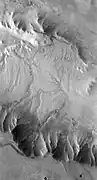 Branching channels on floor of Melas Chasma.  Image is in Coprates quadrangle.