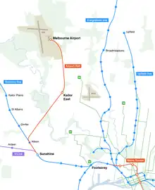 Map of Melbourne Airport Rail, an under construction rail link to Melbourne Airport.