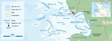 Map depicting location of Tertius in Meldorf Bay