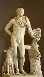 A Roman 1st century AD marble Meleager with chlamys, a free improvisation on Scopas's model, from the Fusconi-Pighini collection (Museo Pio-Clementino, Rome)