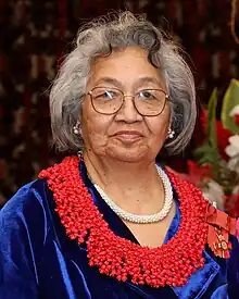 Meleane Pau'uvale, after her investiture as an honorary ONZM, for services to the Tongan community and education, at Government House, Wellington, on 19 September 2023