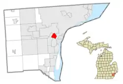 Location within Wayne County