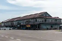 Colonial-era shoplots in Membakut town