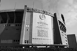 The facade of Memorial Stadium