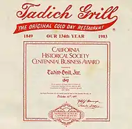 1983 Tadich Grill menu