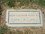 Grave site of Dr. Ralph Fleetwood Palmer (1875–1954), Block #123.