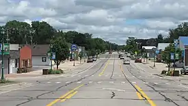 Looking east along Mesick Avenue (M-37 / M-115)