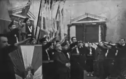 Image 64Members of the National Organisation of Youth (EON) salute in presence of dictator Metaxas (1938) (from History of Greece)