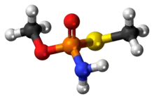 Ball-and-stick model of the methamidophos molecule