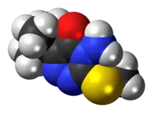 Space-filling model of the metribuzin molecule