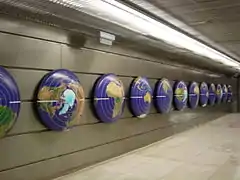 Detail on a wall in the Canyelles metro station