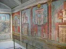 Cubiculum (bedroom) from the Villa of P. Fannius Synistor at Boscoreale. Fresco Roman Republican period Date: ca. 50–40 B.C.