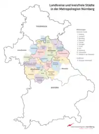 location of the Nuremberg Metropolitan Region in Bavaria