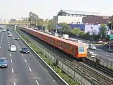 A metro approaching Metro General Anaya from the north