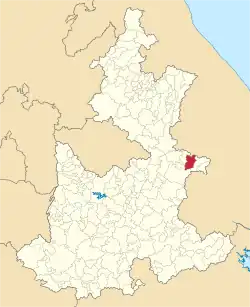 Location of the municipality in Puebla