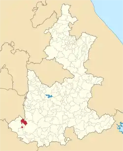 Location of the municipality in Puebla