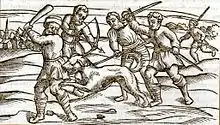 Woodcut of rabid dog