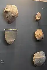 Shards, Middle Neolithic. Tumulus A dolmen II. Set of Atlantic Chasséen type ceramics.