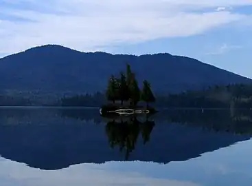 A small island in Middle Saranac Lake, Stony Creek Mountain behind