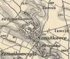 Shmankivtsi on the Austrian topographic map, 1869–1887.