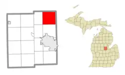 Location within Midland County and the state of Michigan