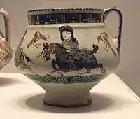 Jug with mounted falconer