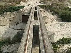 Decauville track on a small bridge, Costa da Caparica,  Portugal