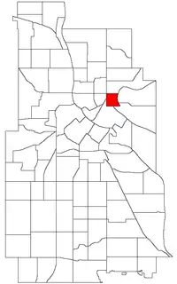 Location of Beltrami within the U.S. city of Minneapolis