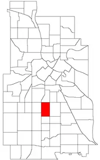 Location of Central within the U.S. city of Minneapolis